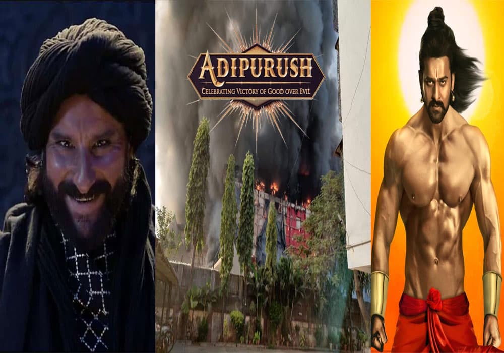 Adipurush के सेट पर लगी आग, सैफ और प्रभाष की फिल्म की भयावह तस्वीरें और Video Viral