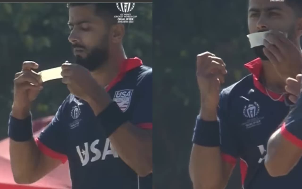 VIDEO: विकेट लेने के बाद गेंदबाज ने मुंह पर चिपकाया टेप, इस अजीबो-गरीब जश्न को देखकर दंग रह जाएंगे आप