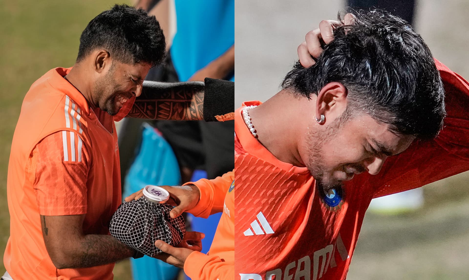 PHOTOS: सूर्यकुमार को अभ्यास के दौरान हाथ में लगी चोट, किशन को मधुमक्खी ने मारा डंक