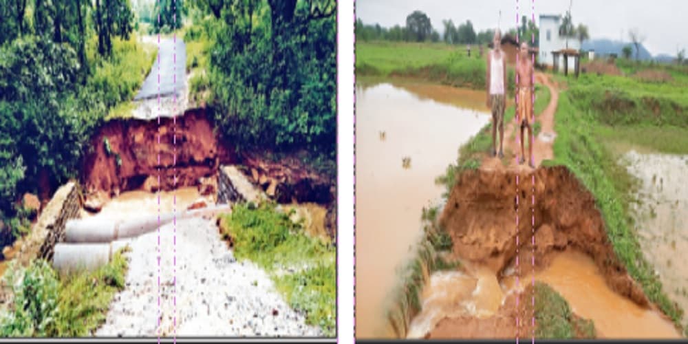 अत्याधिक बारिश होने से सिमडेगा में स्थित ये पुलिया बही, कई गांवों का संपर्क टूटा