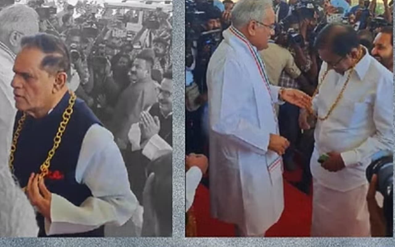 Chhattisgarh News: सोने की माला पहनाकर कांग्रेस नेताओं का स्वागत सीएम भूपेश बघेल ने किया ? देखें VIDEO
