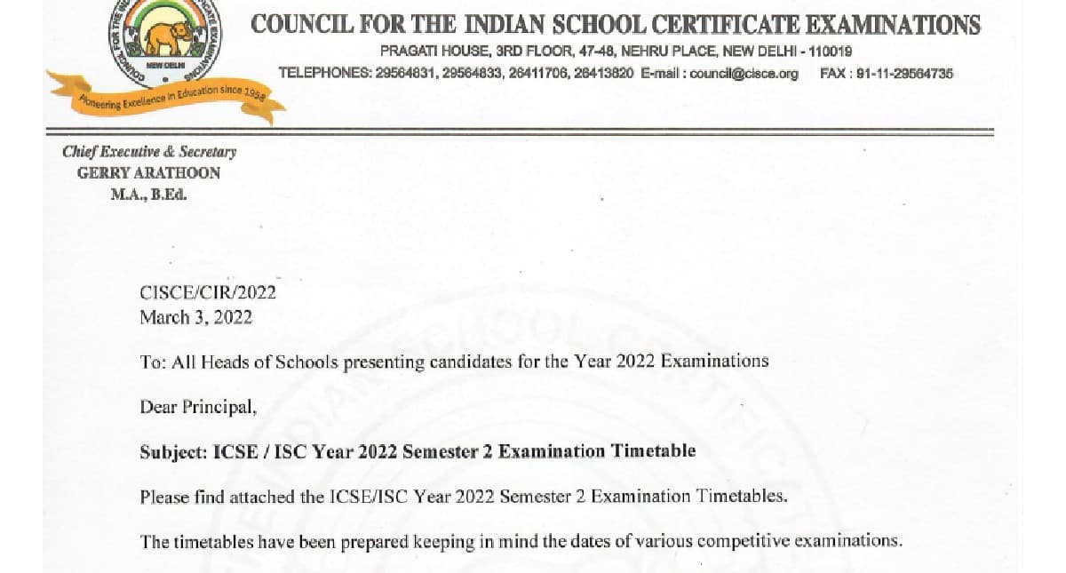 ICSE, ISC term 2 Date Sheet 2022: 10वीं-12वीं टर्म 2 एग्जाम डेटशीट जारी, 25 अप्रैल से शुरू होगी परीक्षा