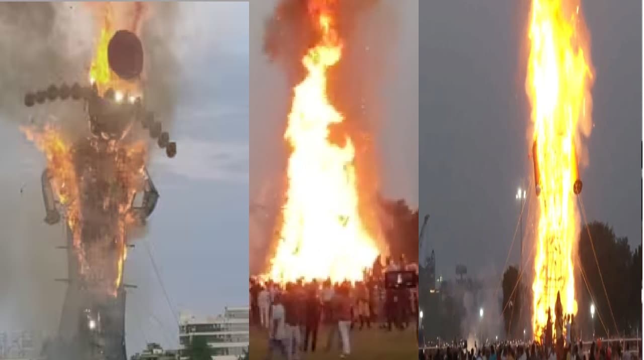 PHOTOS: पटना में जय श्री राम के जयकारे के बीच हुआ रावण का दहन, सीएम और राज्यपाल ने उतारी आरती