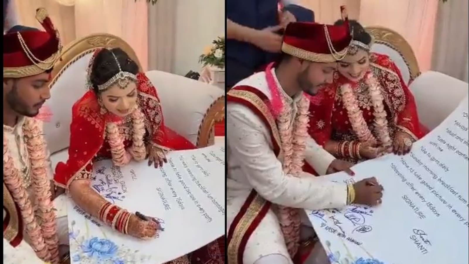 पिज्जा खाने से लेकर नाइट पार्टी तक, दूल्हा दुल्हन ने साइन किया अजीबोगरीब शर्तों का कॉन्ट्रैक्ट, VIDEO