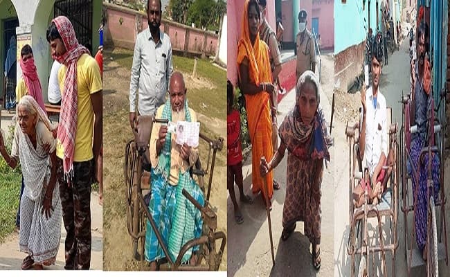 Bihar election 2020: किसी की उम्र 100 पार तो कोई शरीर से लाचार, फिर भी हौसलों के दम पर वोट डालने आए ये मतदाता...