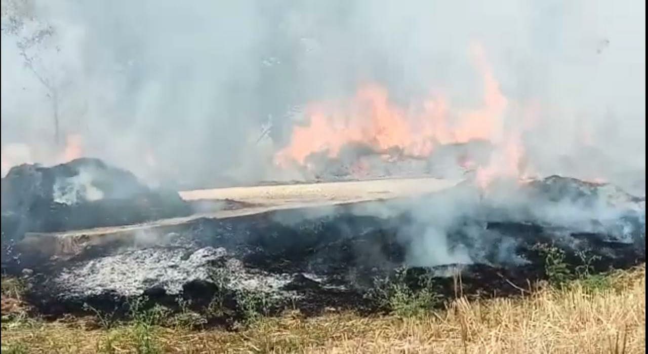 दो प्रखंडो में अगलगी से लाखों का नुकसान, खलिहान में आग लगने से 500 बोझा फसल जलकर राख