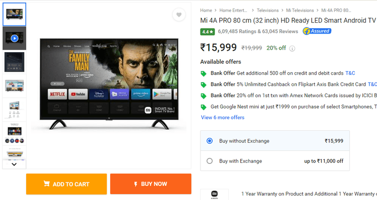 5 हजार रुपये में घर ले जाएं 16 हजार वाला एंड्रॉयड स्मार्ट टीवी, आज आखिरी मौका