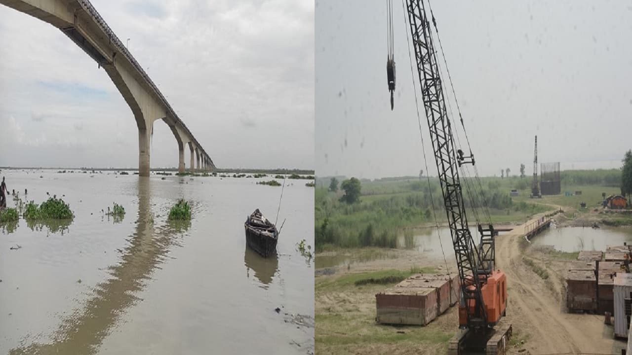 PHOTOS: बिहार के भागलपुर में गंगा पर बनने लगा फोरलेन पुल, विक्रमशिला सेतु के बगल में चल रहा काम..