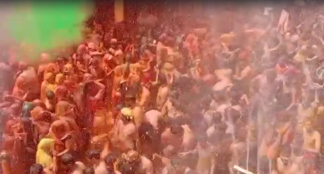 Mathura News: होली के बाद दाऊजी के हुरंगा में झूमे भक्त, रंग और गुलाल से सतरंगी हुआ आसमान