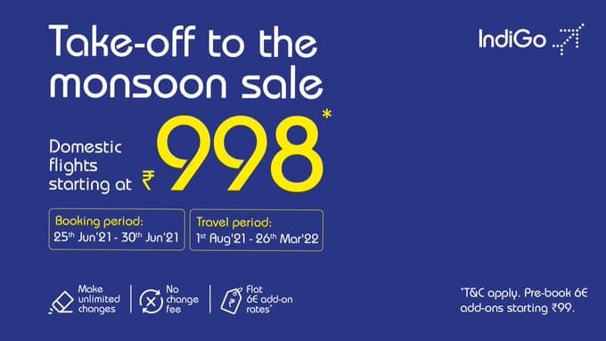 1000 रुपये से भी कम में करें हवाई यात्रा, इंडिगो का मानसून ऑफर, टिकट बुक करने के लिए ये है अंतिम तारीख...