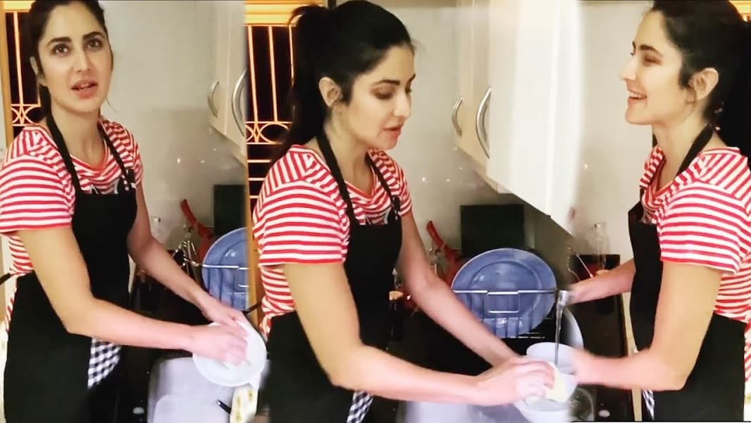 Self Isolation में बर्तन धोते हुए Katrina Kaif  का वीडियो VIRAL