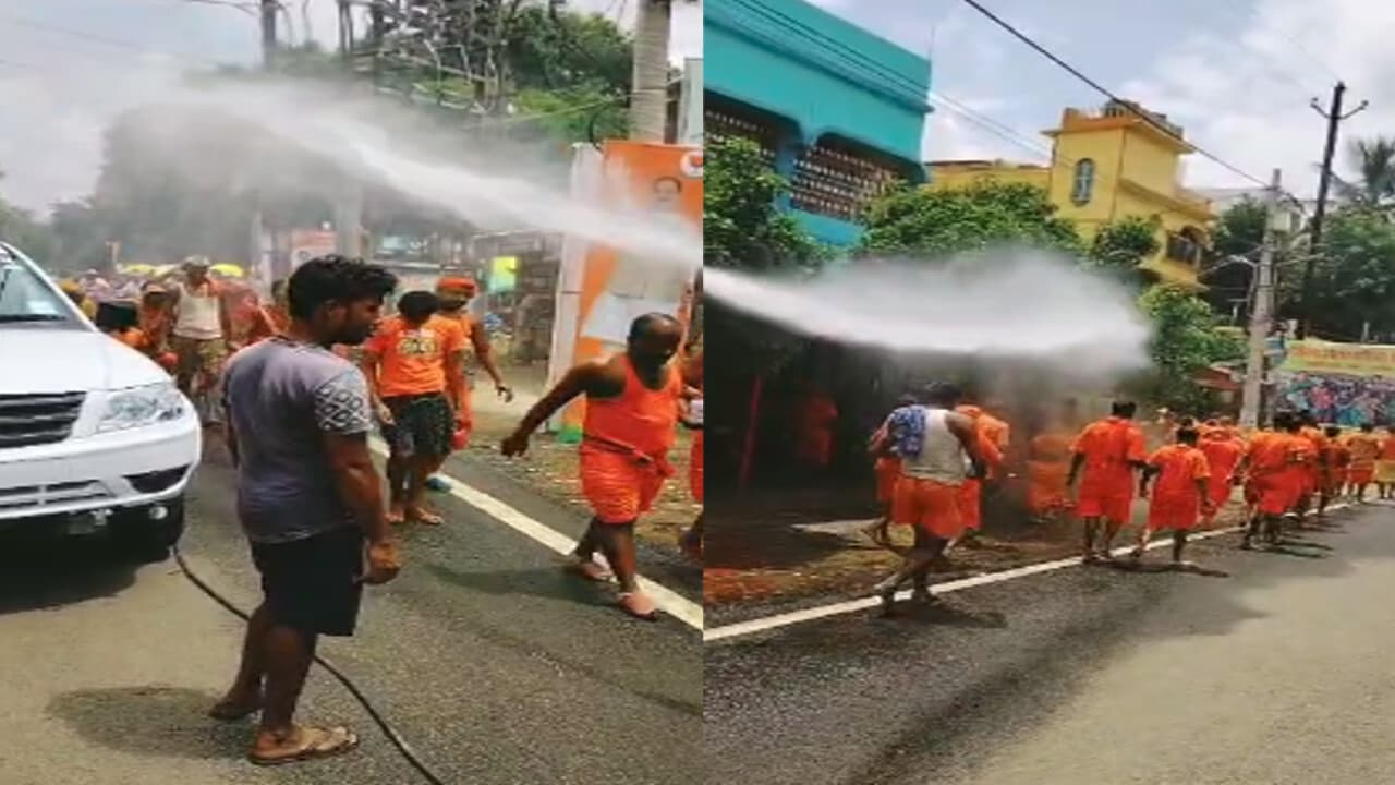 कांवरियों को गर्मी से राहत दे रही इंद्र वर्षा, दोपहर बाद कांवरिया पथ पर बढ़ती रही कतार