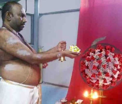 कोरोना के खात्मे के लिए कोरोना देवी की पूजा कर रहा है केरल का यह शख्स, कहा- ये मेरा जागरूकता फैलाने का तरीका