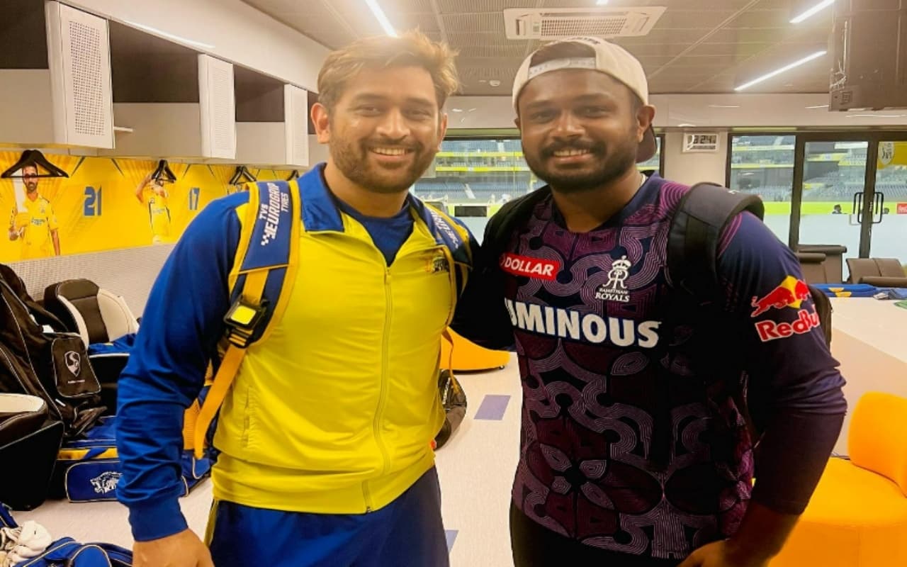 IPL 2023: CSK vs RR मैच से पहले एमएस धोनी से मिले संजू सैमसन, फोटो शेयर कर लिखा खास कैप्शन IPL 2023: CSK vs RR मैच से पहले एमएस धोनी से मिले संजू सैमसन, फोटो शेयर कर लिखा खास कैप्शन