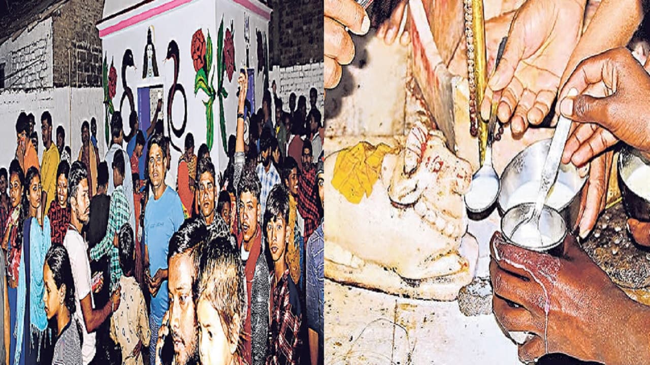 बिहार के शिवालयों में नंदी बैल पीने लगे दूध! मंदिरों में उमड़ी श्रद्धालुओं की भीड़, जानिये क्या है सच बिहार के शिवालयों में नंदी बैल पीने लगे दूध! मंदिरों में उमड़ी श्रद्धालुओं की भीड़, जानिये क्या है सच