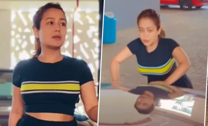 नेहा कक्कड़ ने गाड़ी के बोनट का सहारा लेकर मारे पुशअप्स, वायरल हो रहा है ये VIDEO