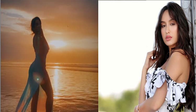समुंदर किनारे ट्रांसपेरेंट ड्रेस में अठखेलियां करते देखीं गई नोरा फतेही, वायरल हो रही हैं बूमरैंग वीडियो