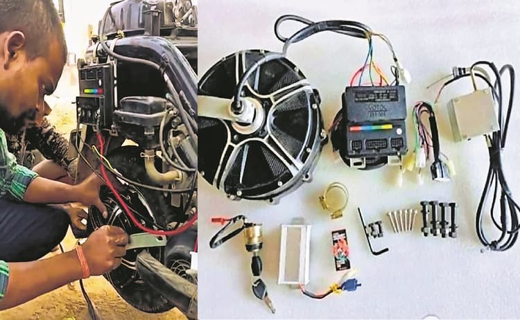 नालंदा में तकनीक से आगे निकला देसी जुगाड़, स्कूटी एक साथ पेट्रॉल-बैट्री से चलने को तैयार