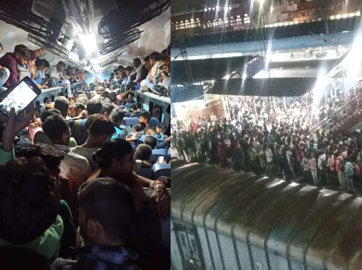 UP में PET परीक्षा के लिए मारामारी, ट्रेन और स्टेशन पर लाखों की भीड़, जैसे-तैसे केंद्रों तक पहुंचे छात्र