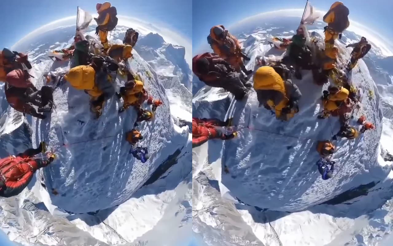 वायरल वीडियो में माउंट एवरेस्ट की चोटी से ऐसी नजर आयी पृथ्वी, देखें Video