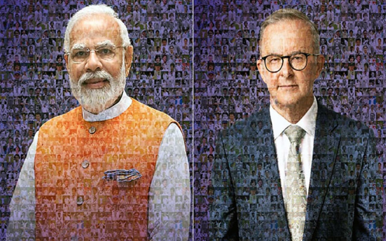 PM Modi और एंथोनी अल्बनीज को मिला अनूठा उपहार, IND-AUS क्रिकेटरों की तस्वीरों से बने कोलाज में दिखे दोनों पीएम