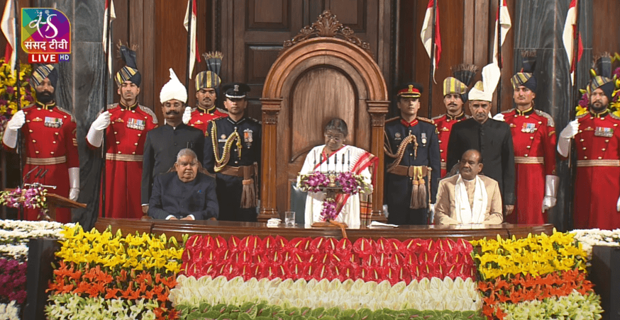 संसद में राष्ट्रपति का अभिभाषण:द्रौपदी मुर्मू ने बताये सरकार के 10 फोकस प्वाइंट,केंद्र में कल्याणकारी योजनाएं