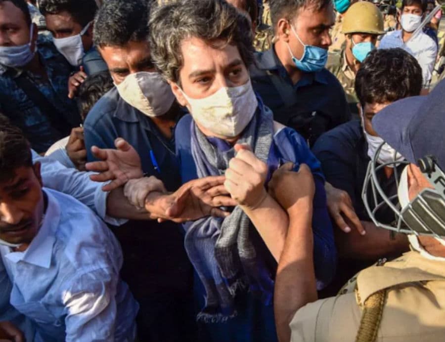 प्रियंका गांधी के साथ हुई बदसलूकी के लिए भाजपा नेता ने पुलिसकर्मी पर कार्रवाई की मांग की