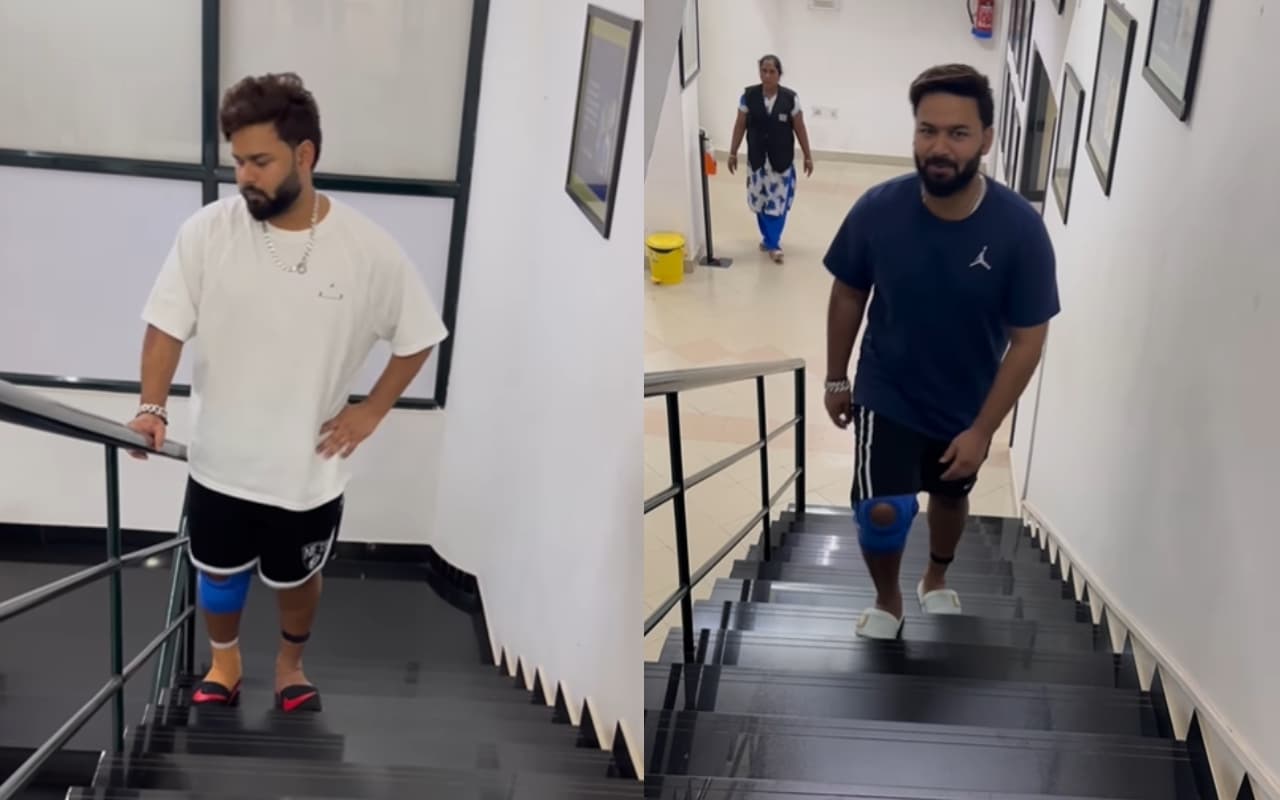 Rishabh Pant ने बिना किसी सहारे के चढ़ीं सीढ़ियां, गर्लफ्रेंड इशा ने ऐसे लुटाया प्यार, देखें VIDEO