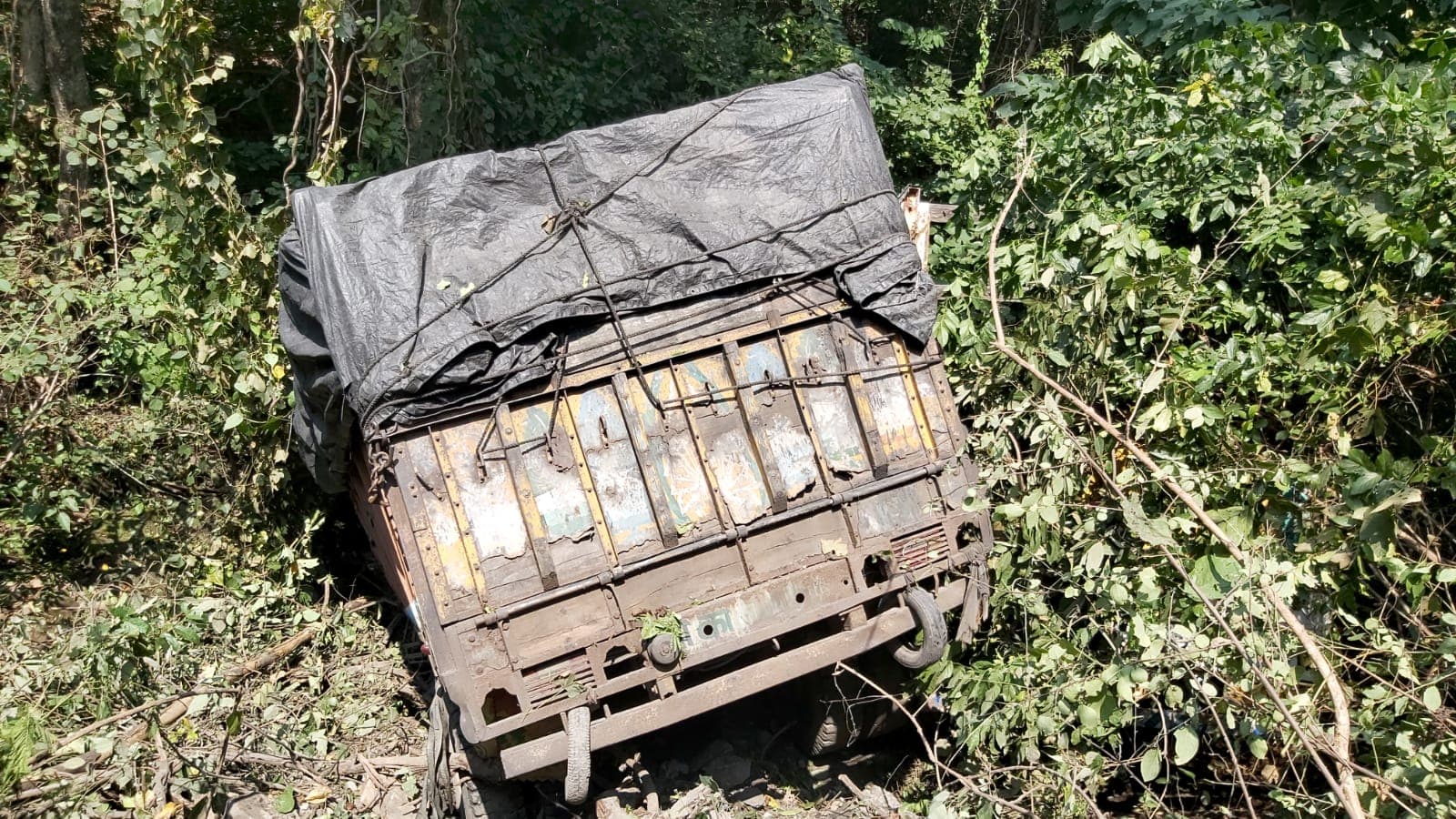 झारखंड से छड़ लेकर बिहार जा रहे ट्रक का ब्रेक हुआ फेल, खाई में गिरने से दो लोगों की मौत, एक घायल