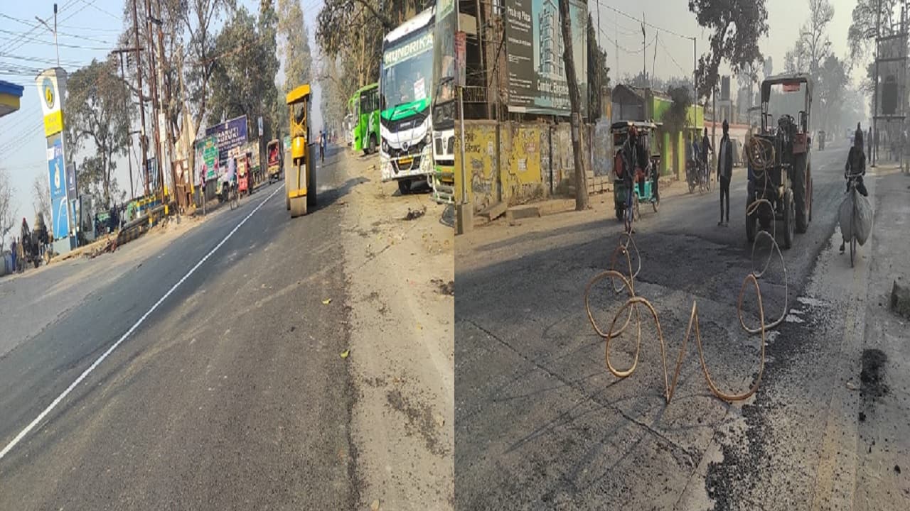 PHOTOS: भागलपुर आ रहे CM नीतीश कुमार, जर्जर सड़कें तेजी से किए जा रहे चकाचक, आज भी चलाए गए रोलर
