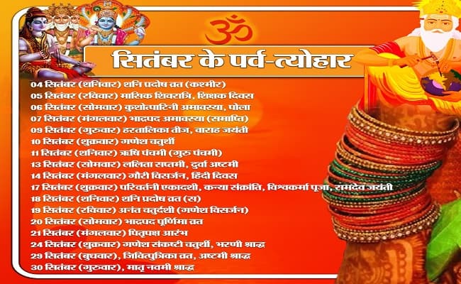 सितंबर में शुरू होगा पितृपक्ष, इसी महीने पड़ेंगे हरतालिका तीज, गणेश चतुर्थी समेत कई प्रमुख व्रत-त्योहार