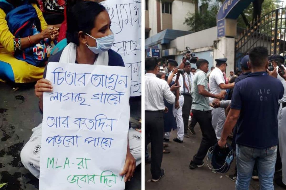 एसएलएसटी अभ्यार्थियों का एमएलए हॉस्टल के सामने प्रदर्शन व धक्का-मुक्की, कई घंटों तक अंदर फंसे रहे विधायक