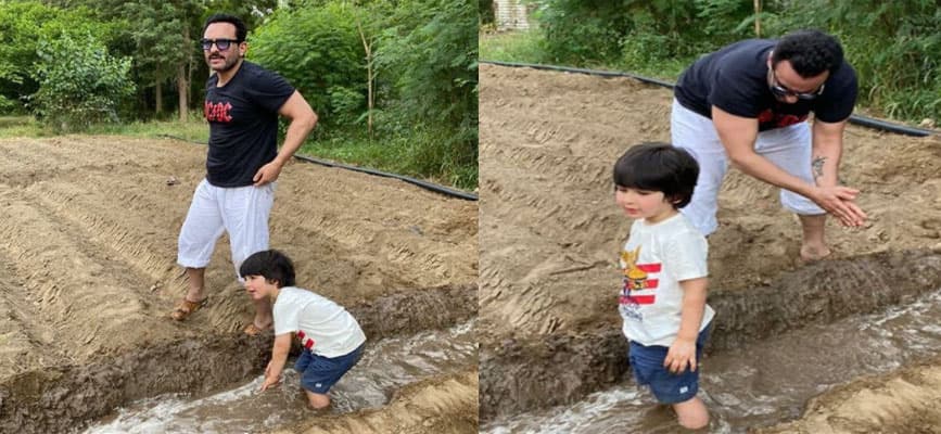 पापा सैफ के साथ खेती में हाथ बंटाते दिखे तैमूर, Viral हो रही हैं Photos