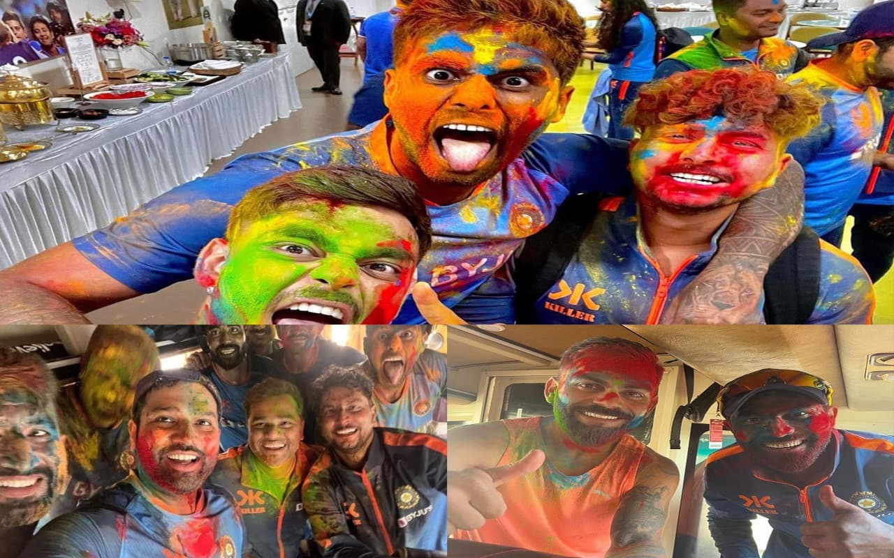 Holi 2023: होली के रंग में रंगी टीम इंडिया, विराट-रोहित के साथ सभी खिलाड़ियों ने जमकर की मस्ती, देखें PHOTOS