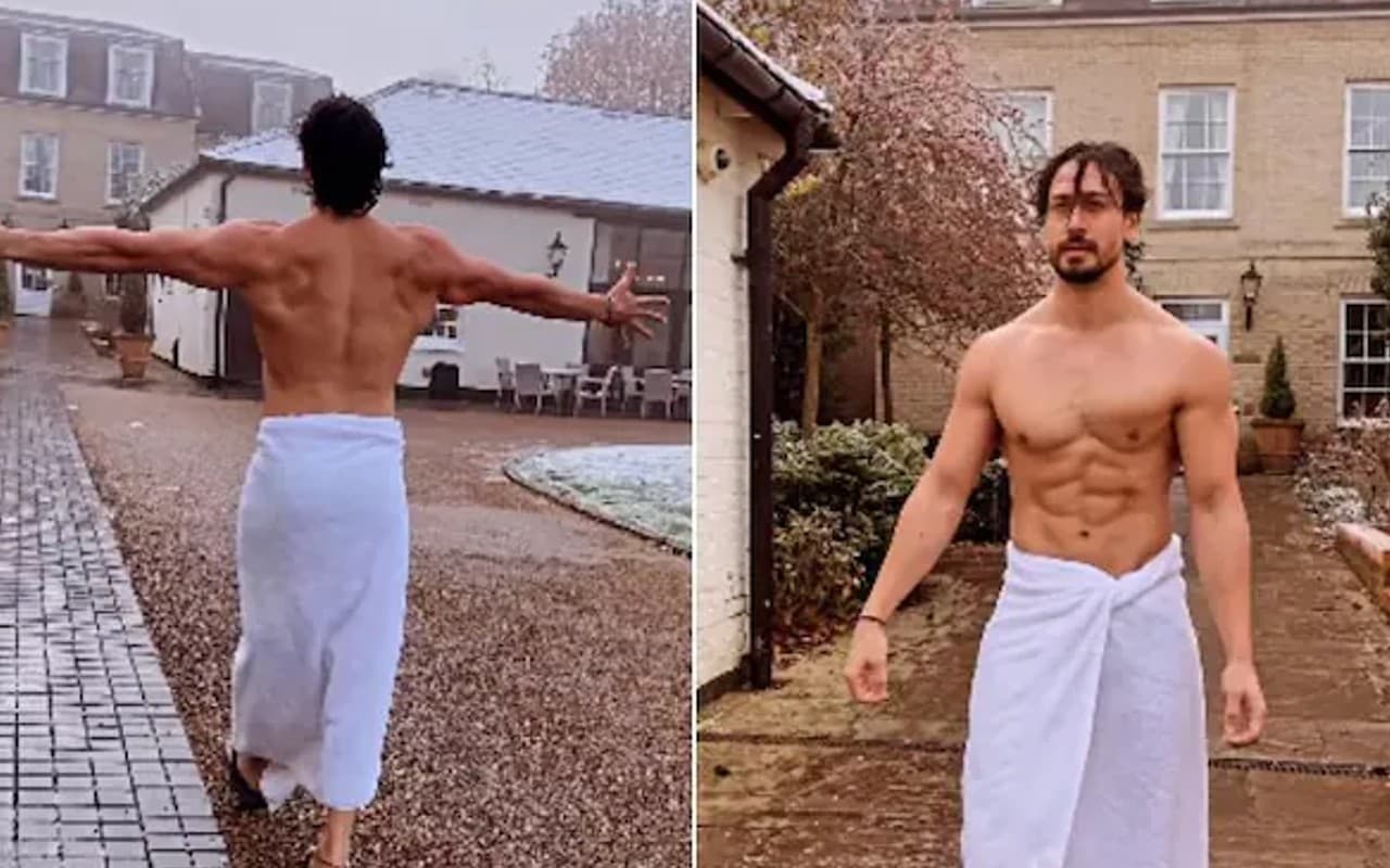 माइनस 7 डिग्री टेम्परेचर में टाइगर श्रॉफ का दिखा अलग अंदाज, सिर्फ टॉवल पहने एक्टर दिखे सुपर कूल