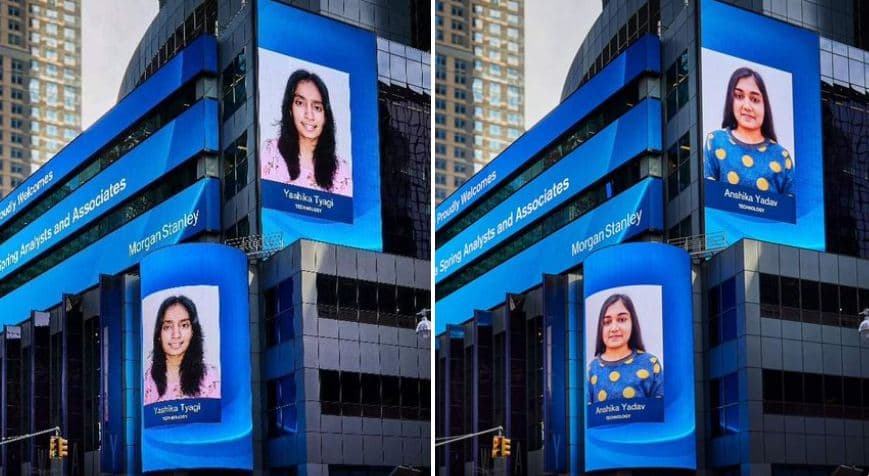 UP Good News: यूपी की अंशिका और यशिका की तस्वीर न्यूयार्क सिटी की टाइम्स स्क्वायर बिल्डिंग के बिलबोर्ड पर