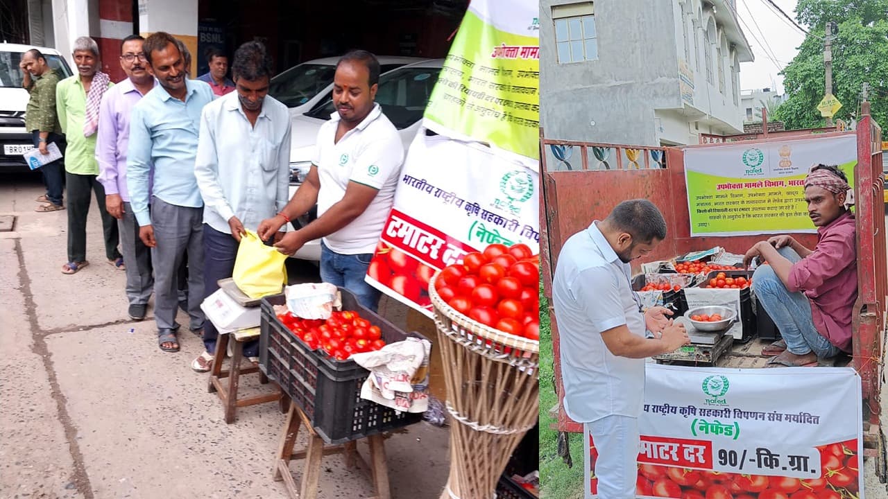 PHOTOS: पटना में लगी डिस्काउंट सेल, सस्ती कीमत में कई लोगों ने खरीदे टमाटर