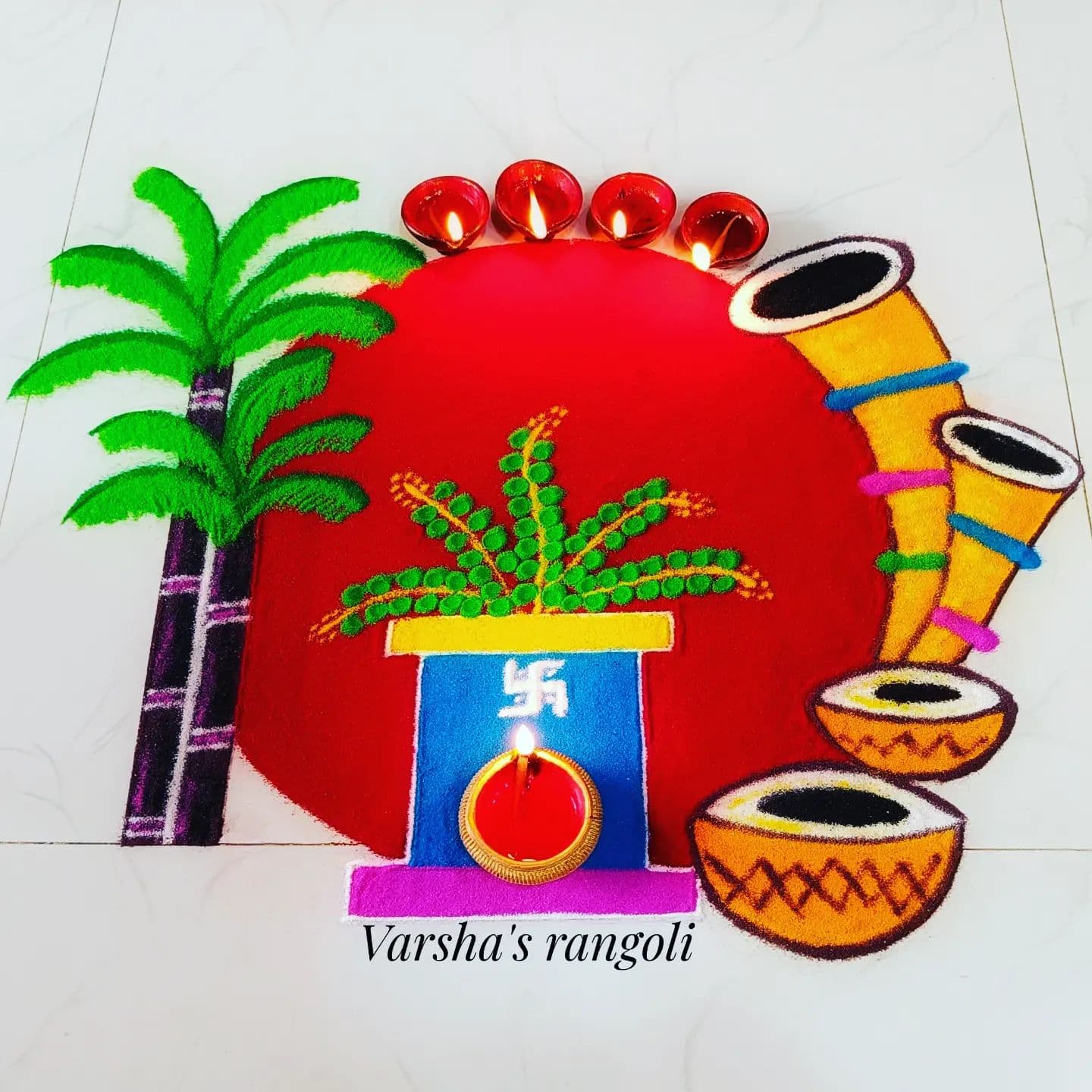 Tulsi Vivah 2022 Simple Rangoli Design Photo: तुलसी विवाह पर बनाये खूबसूरत रंगोली, देखें आसान डिजाइन