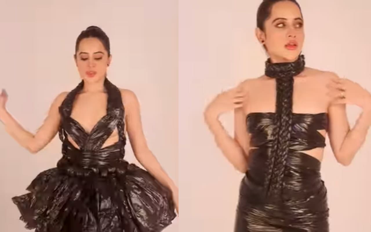 उर्फी जावेद ने डस्टबिन बैग से बना ली अजीब ड्रेस, आपको कैसी लगी? यहां देखिए वायरल वीडियो