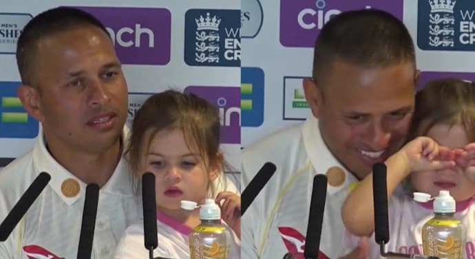 Ashes 2023: बेटी के साथ प्रेस कॉन्फ्रेंस में पहुंचे उस्मान ख्वाजा, क्यूट वीडियो जमकर हो रहा वायरल
