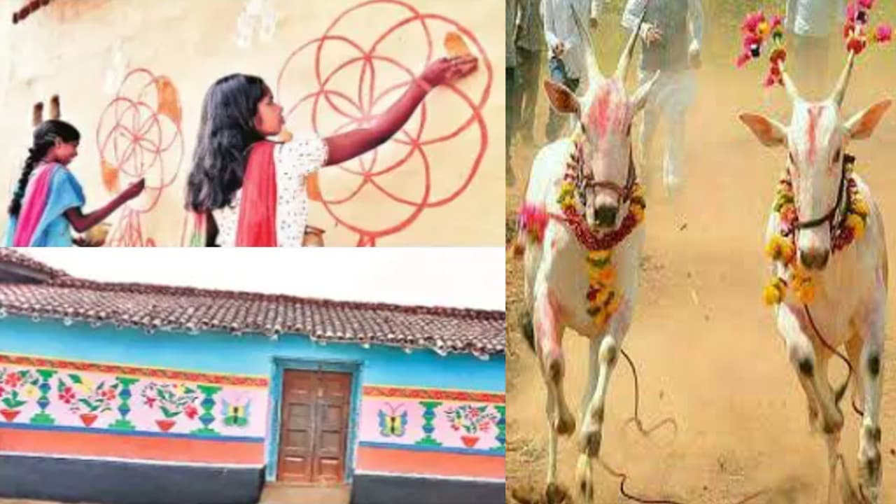 वंदना और सोहराय पर्व को लेकर तैयारी में जुटा आदिवासी समाज, घरों के रंग-रोगन में जुटी ग्रामीण महिलाएं