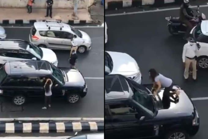 बीच सड़क पर पति को दूसरी महिला के साथ देख लिया पत्नी ने, फिर इस तरह मचाया हंगामा, Video वायरल