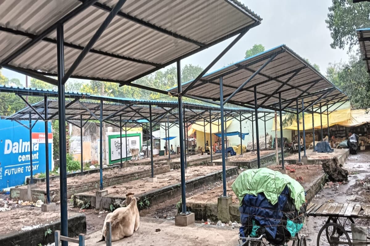 राउरकेला: सड़क किनारे सब्जी बेच रहे दुकानदार, शेड बेकार