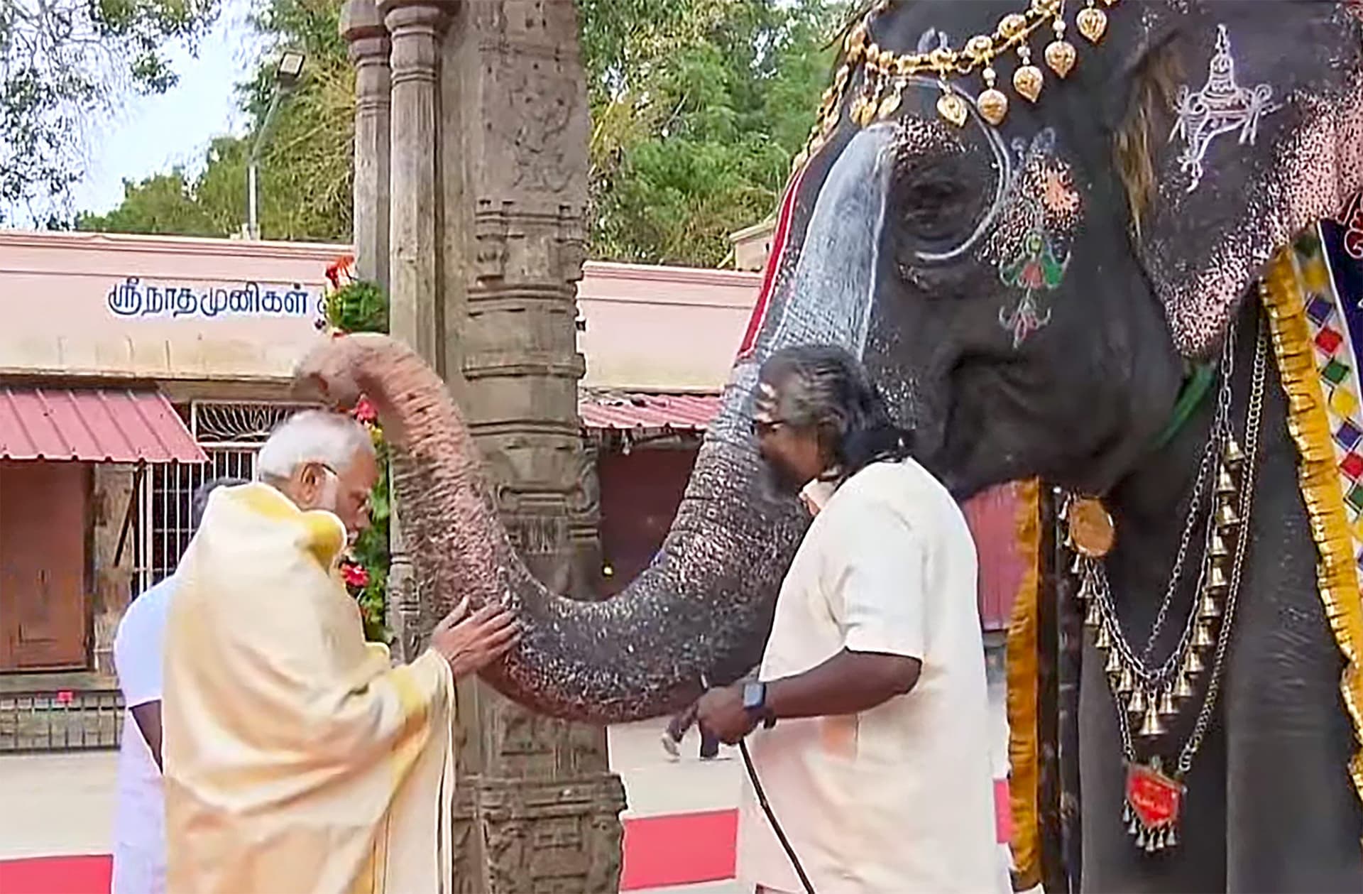 श्री रंगनाथस्वामी मंदिर में कुछ यूं पूजा करने पहुंचे पीएम मोदी, हाथी ने सूंड उठाकर दिया आशीर्वाद