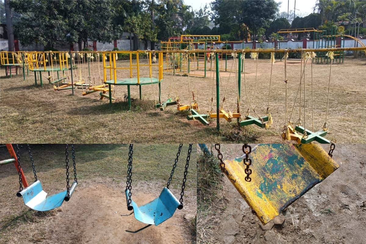 चतरा : 18 लाख की लागत से पार्क में लगाए गए झूले, दो महीने में ही लगे टूटने, पैसों के बंदरबांट का आरोप