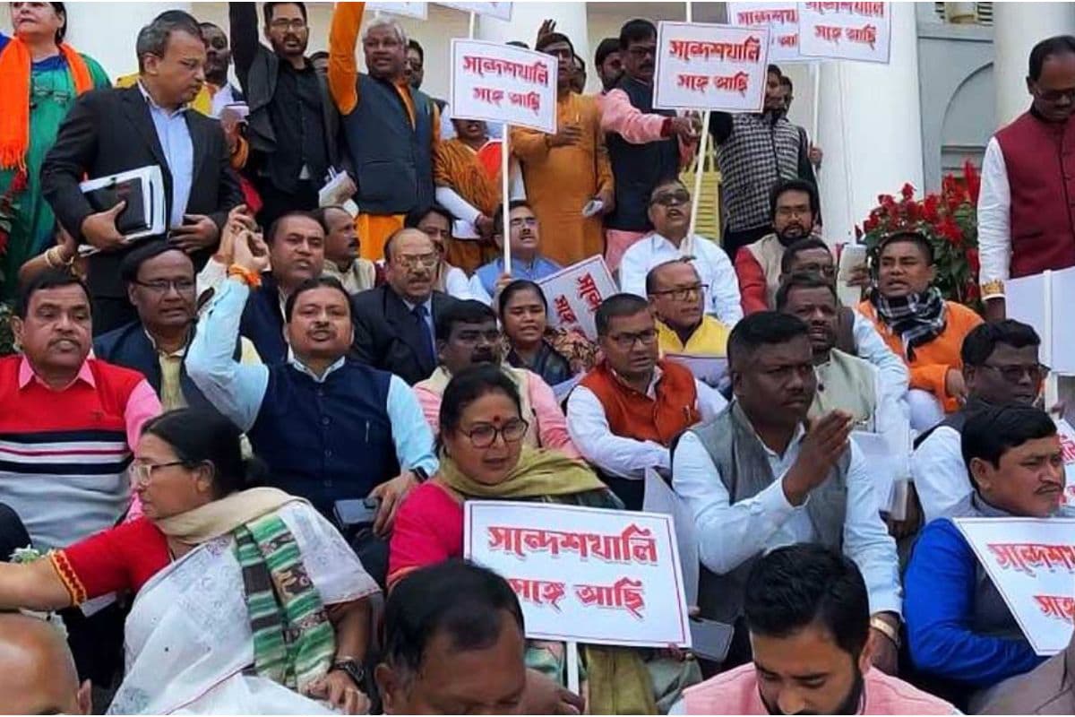 पश्चिम बंगाल : हाई कोर्ट से मिली अनुमति के बाद संदेशखाली पहुंचे शुभेंदु अधिकारी व शंकर घोष