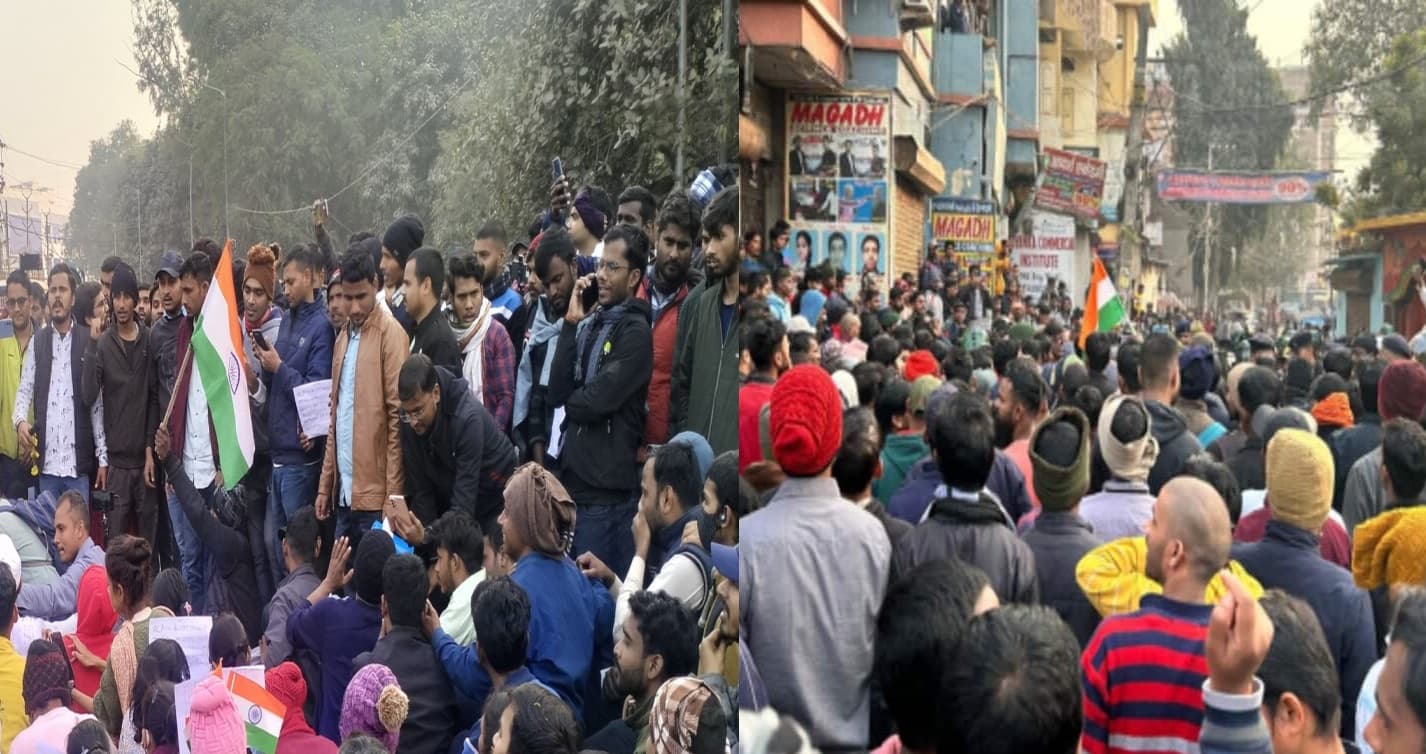 रेलवे में नौकरी के लिए पटना की सड़कों पर उतरे हजारों छात्र, प्रदर्शन के दौरान पुलिस से झड़प