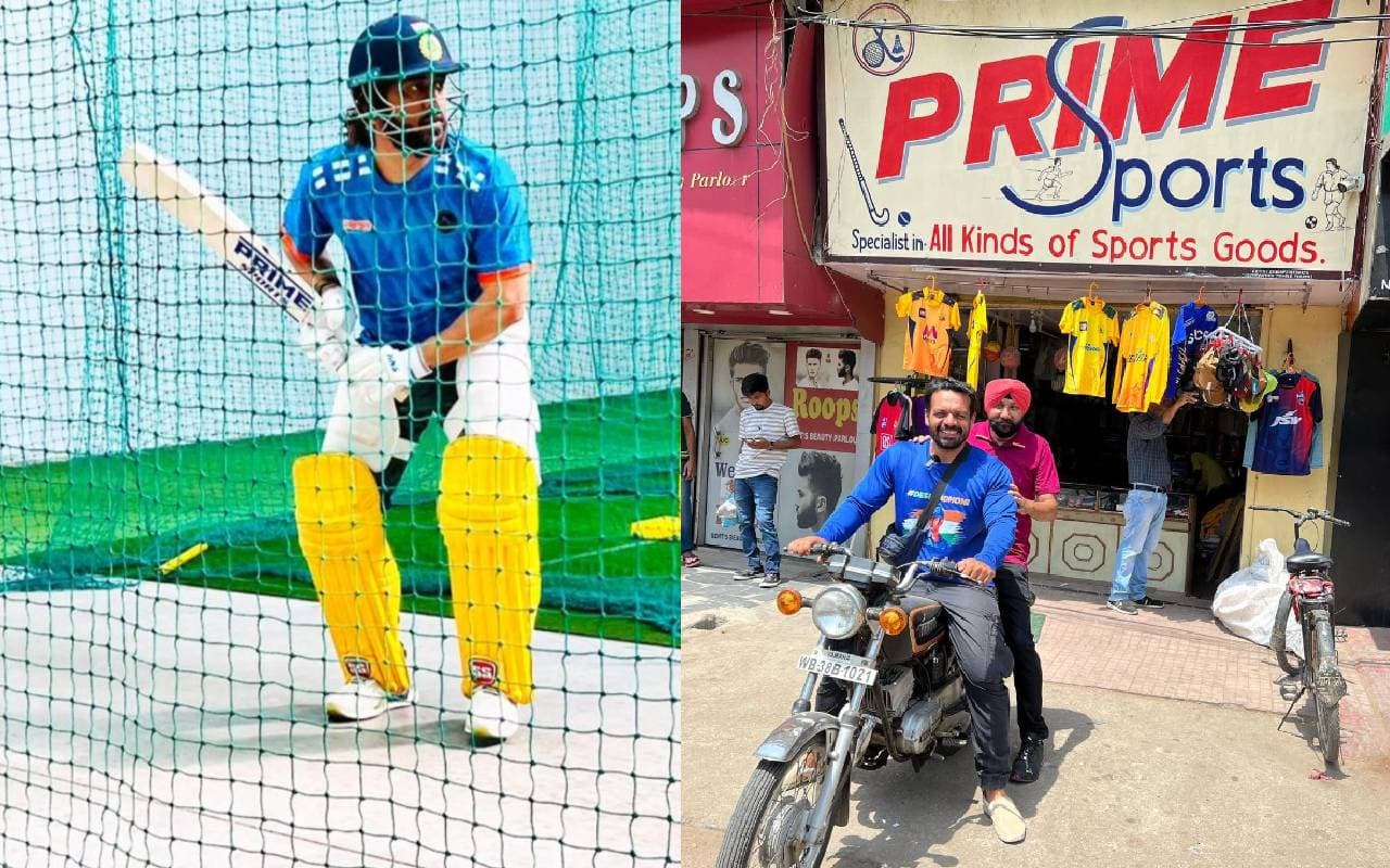 एमएस धोनी ने ऐसे निभाई दोस्ती, बैट पर लगाया दोस्त परमजीत की दुकान के नाम का स्टिकर
