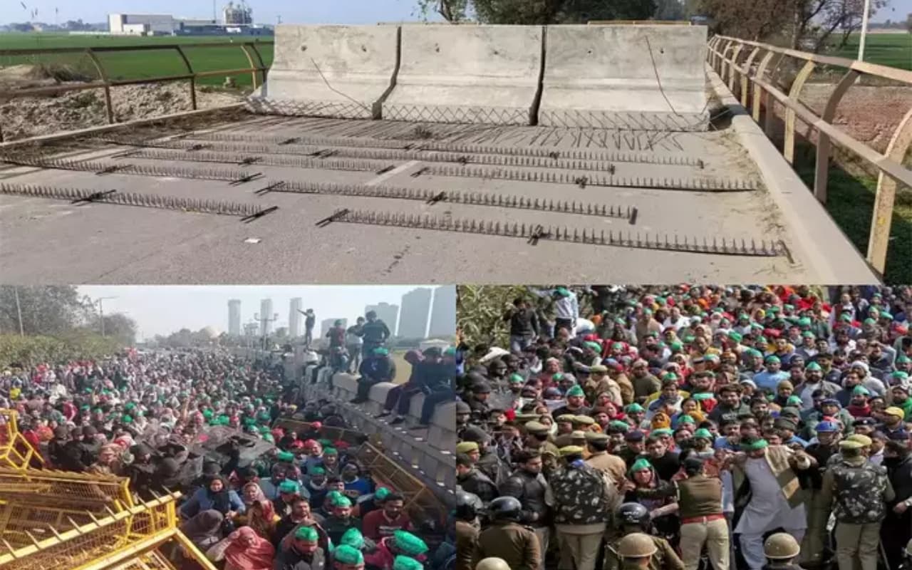 दिल्ली कूच पर पुलिस अलर्ट, कंटीले तार से बॉर्डर सील, आंदोलन को लेकर ऐसे है ताजा हालात