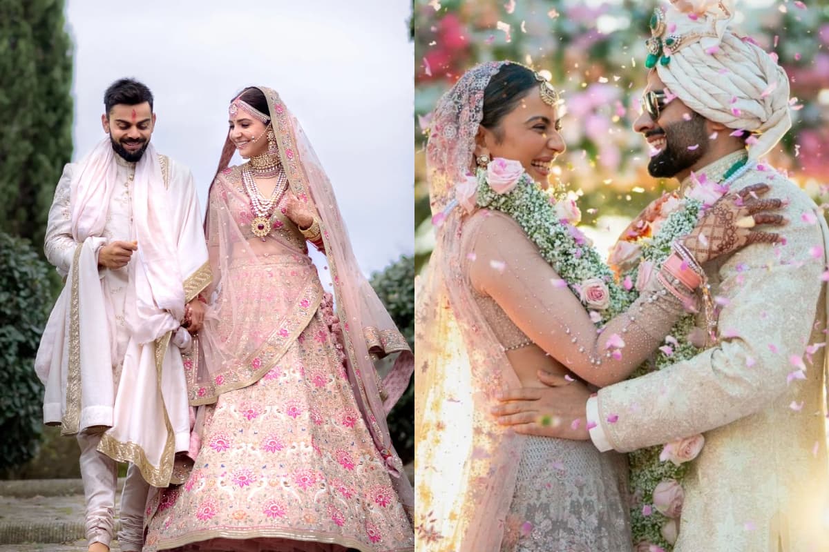 Celebrity Wedding Looks: विराट-अनुष्का से लेकर रकुल-जैकी तक, इन सेलिब्रिटीज ने पेस्टल शेड्स को किया अपने वेडिंग लुक में शामिल